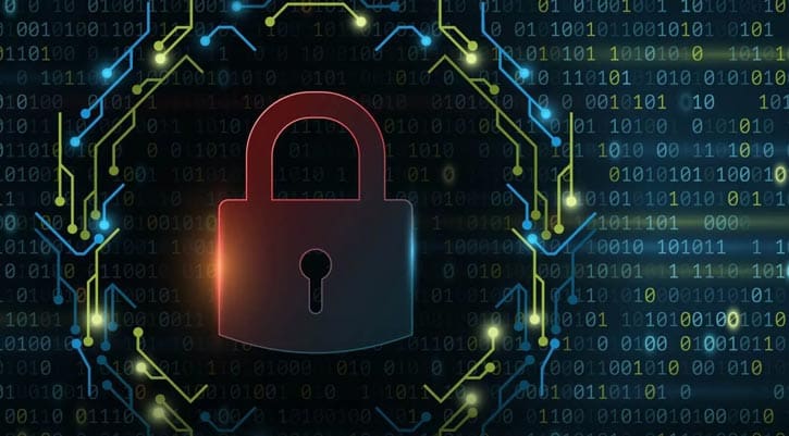 cybersecurity illustration lock on data
